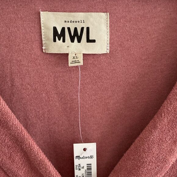 Madewell MWL Terry Cloth Pink Short Sleeve Romper XL - Picture 6 of 10
